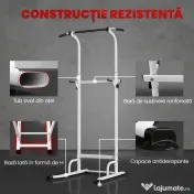 SPORTNOW Power Tower cu Bare Dip și Tracțiuni, Stație Multifuncțională cu Înălțime Reglabilă 176,5-227 cm, Structură din Oțel pentru Antrenament Acasă, Capacitate 120 kg | Aosom Romania