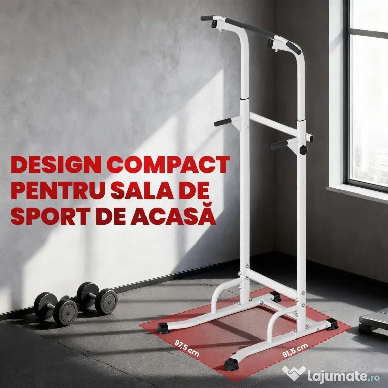 SPORTNOW Power Tower cu Bare Dip și Tracțiuni, Stație Multifuncțională cu Înălțime Reglabilă 176,5-227 cm, Structură din Oțel pentru Antrenament Acasă, Capacitate 120 kg | Aosom Romania