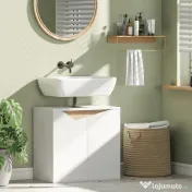 HOMCOM Dulap Sub Lavoar pentru Baie, Dulap de Depozitare cu Uși Soft-Close, pentru Lavoar fără Coloană, Alb | Aosom Romania