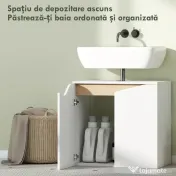 HOMCOM Dulap Sub Lavoar pentru Baie, Dulap de Depozitare cu Uși Soft-Close, pentru Lavoar fără Coloană, Alb | Aosom Romania