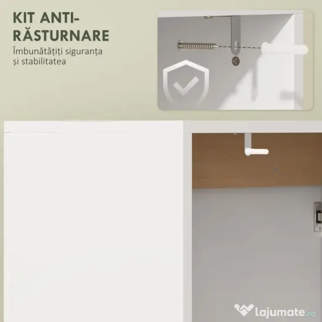 HOMCOM Dulap Sub Lavoar pentru Baie, Dulap de Depozitare cu Uși Soft-Close, pentru Lavoar fără Coloană, Alb | Aosom Romania