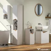 HOMCOM Dulap Sub Lavoar pentru Baie, Dulap de Depozitare cu Uși Soft-Close, pentru Lavoar fără Coloană, Alb | Aosom Romania