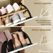 HOMCOM Dulap Slim pentru Pantofi cu 2 Sertare Rabatabile și 3 Compartimente, Capacitate 15 Perechi, 83x24x90,5 cm, Lemn și Alb | Aosom Romania