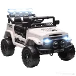 AIYAPLAY Off-road pentru Copii cu Faruri, Claxon, Centură și Telecomandă, în PP și Metal, 99x66x68.5 cm, Alb | Aosom Romania