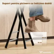HOMCOM Set 2 Scaune de Bar Pliabile, Scaune de Bucătărie Înalte Rotunde cu 2 Suporturi pentru Picioare, Structură din Lemn și Oțel, Scaune de Bar, pentru Insulă, Negru | Aosom Romania