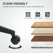 Scaun de birou ergonomic și ajustabil HOMCOM cu spătar curbat, din piele PU și oțel, 58x53x97-107 cm, Negru | Aosom Romania 