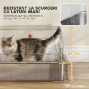 PawHut Litieră Închisă de 80L pentru Pisici cu Tavă Detașabilă, în ABS și Oțel Inoxidabil, 63x43x43 cm, Gri Închis | Aosom Romania