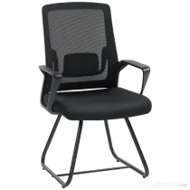 HOMCOM Scaun de Birou Fără Roți Ergonomic cu Brațe pentru Sala de Așteptare, Negru | Aosom Romania