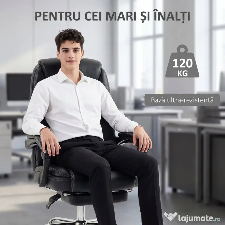 HOMCOM Scaun de birou rabatabil cu suport pentru picioare și capacitate de 120 kg, negru | Aosom Romania