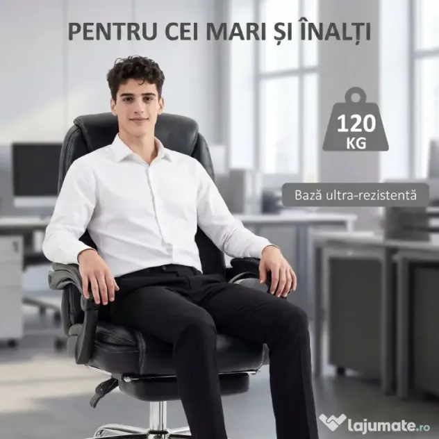 HOMCOM Scaun de birou rabatabil cu suport pentru picioare și capacitate de 120 kg, negru | Aosom Romania