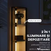 HOMCOM Lampă de podea cu 5 rafturi și lumină LED, 3 niveluri de luminozitate și întrerupător cu pedale, Negru | Aosom Romania 