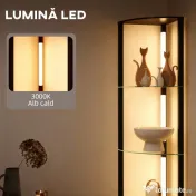 HOMCOM Lampă de podea cu 5 rafturi și lumină LED, 3 niveluri de luminozitate și întrerupător cu pedale, Negru | Aosom Romania 
