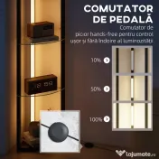 HOMCOM Lampă de podea cu 5 rafturi și lumină LED, 3 niveluri de luminozitate și întrerupător cu pedale, Negru | Aosom Romania 
