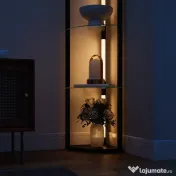 HOMCOM Lampă de podea cu 5 rafturi și lumină LED, 3 niveluri de luminozitate și întrerupător cu pedale, Negru | Aosom Romania 