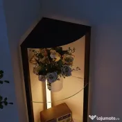 HOMCOM Lampă de podea cu 5 rafturi și lumină LED, 3 niveluri de luminozitate și întrerupător cu pedale, Negru | Aosom Romania 