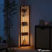 HOMCOM Lampă de podea cu 5 rafturi și lumină LED, 3 niveluri de luminozitate și întrerupător cu pedale, Negru | Aosom Romania 