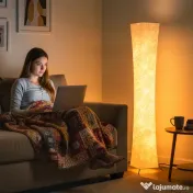 HOMCOM Lampă de Podea Modernă cu Întrerupător de Picior, din Oțel și Plastic, 25x25x129 cm, Alb și Argintiu | Aosom Romania 