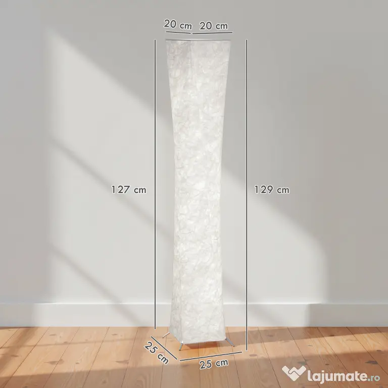 HOMCOM Lampă de Podea Modernă cu Întrerupător de Picior, din Oțel și Plastic, 25x25x129 cm, Alb și Argintiu | Aosom Romania