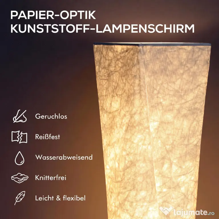 HOMCOM Lampă de Podea Modernă cu Întrerupător de Picior, din Oțel și Plastic, 25x25x129 cm, Alb și Argintiu | Aosom Romania