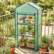 Outsunny Mini seră de grădină cu husă din PE, 3 rafturi și ușă rulabilă, 59x39x127 cm, verde | Aosom Romania 