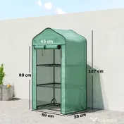Outsunny Mini seră de grădină cu husă din PE, 3 rafturi și ușă rulabilă, 59x39x127 cm, verde | Aosom Romania 