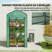 Outsunny Mini seră de grădină cu husă din PE, 3 rafturi și ușă rulabilă, 59x39x127 cm, verde | Aosom Romania 