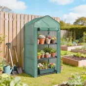 Outsunny Mini seră de grădină cu husă din PE, 3 rafturi și ușă rulabilă, 59x39x127 cm, verde | Aosom Romania 