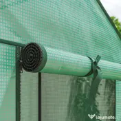Outsunny Mini seră de grădină cu husă din PE, 3 rafturi și ușă rulabilă, 59x39x127 cm, verde | Aosom Romania 