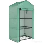 Outsunny Mini seră de grădină cu husă din PE, 3 rafturi și ușă rulabilă, 59x39x127 cm, verde