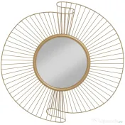 HOMCOM Oglindă Decorativă de Perete Rotundă, Design Modern cu Benzi Metalice și Ramă Plisată, Pentru Sufragerie, Dormitor și Hol, 60x60 cm, Auriu | Aosom Romania 