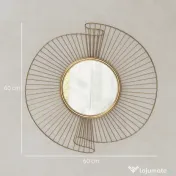 HOMCOM Oglindă Decorativă de Perete Rotundă, Design Modern cu Benzi Metalice și Ramă Plisată, Pentru Sufragerie, Dormitor și Hol, 60x60 cm, Auriu | Aosom Romania 