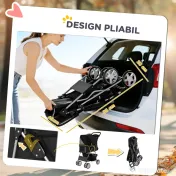 PawHut Cărucior pentru Câini Până la 10 kg, Cărucior Pliabil pentru Animale, 77x44x102 cm, Negru | Aosom Romania 