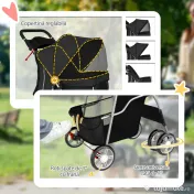 PawHut Cărucior pentru Câini Până la 10 kg, Cărucior Pliabil pentru Animale, 77x44x102 cm, Negru | Aosom Romania 