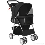 PawHut Cărucior Pliabil pentru Câini, cu Coș și Suport pentru Pahare, Greutate Max. 10 kg, 77x44x102 cm, Negru