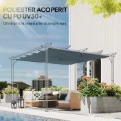 Outsunny Copertină pentru Pergolă cu 10 Orificii de Drenaj, Tavan de Rezervă în Poliester Respirabil, Doar Acoperire, 288x298 cm, UV30+, pentru Pergola Grădină 3x3m, Gri Închis | Aosom Romania 