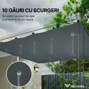 Outsunny Copertină pentru Pergolă cu 10 Orificii de Drenaj, Tavan de Rezervă în Poliester Respirabil, Doar Acoperire, 288x298 cm, UV30+, pentru Pergola Grădină 3x3m, Gri Închis | Aosom Romania 