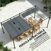 Outsunny Copertină pentru Pergolă cu 10 Orificii de Drenaj, Tavan de Rezervă în Poliester Respirabil, Doar Acoperire, 288x298 cm, UV30+, pentru Pergola Grădină 3x3m, Gri Închis | Aosom Romania 
