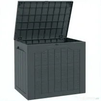 Outsunny Cufăr de Grădină cu Mânere, Container pentru Unelte Impermeabil, 56x41x50 cm, Gri Închis | Aosom Romania