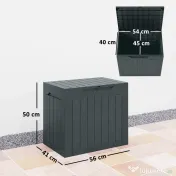 Outsunny Cufăr de Grădină cu Mânere, Container pentru Unelte Impermeabil, 56x41x50 cm, Gri Închis | Aosom Romania 