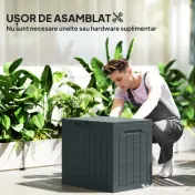 Outsunny Cufăr de Grădină cu Mânere, Container pentru Unelte Impermeabil, 56x41x50 cm, Gri Închis | Aosom Romania 