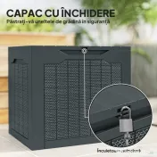 Outsunny Cufăr de Grădină cu Mânere, Container pentru Unelte Impermeabil, 56x41x50 cm, Gri Închis | Aosom Romania 