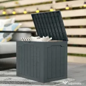Outsunny Cufăr de Grădină cu Mânere, Container pentru Unelte Impermeabil, 56x41x50 cm, Gri Închis | Aosom Romania 