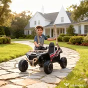 AIYAPLAY ATV Electric pentru Copii 3-8 Ani 12V cu Licență KAWASAKI, Motor Dublu, Telecomandă și Muzică, Galben | Aosom Romania 