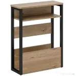 HOMCOM Măsuță Living Stil Industrial cu 2 Rafturi, Lemn și Metal, 46 x 18 x 58,5 cm, Nuc Închis