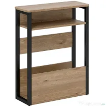 HOMCOM Măsuță Living Stil Industrial cu 2 Rafturi, Lemn și Metal, 46 x 18 x 58,5 cm, Nuc Închis