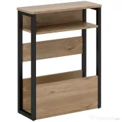 HOMCOM Măsuță Living Stil Industrial cu 2 Rafturi, Lemn și Metal, 46x18x58,5 cm, Nuc Închis | Aosom Romania 