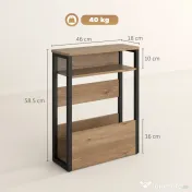 HOMCOM Măsuță Living Stil Industrial cu 2 Rafturi, Lemn și Metal, 46x18x58,5 cm, Nuc Închis | Aosom Romania 