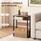 HOMCOM Măsuță Living Stil Industrial cu 2 Rafturi, Lemn și Metal, 46x18x58,5 cm, Nuc Închis | Aosom Romania 