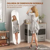 HOMCOM Oglindă Ovală Aurie Înaltă | Aosom Romania 