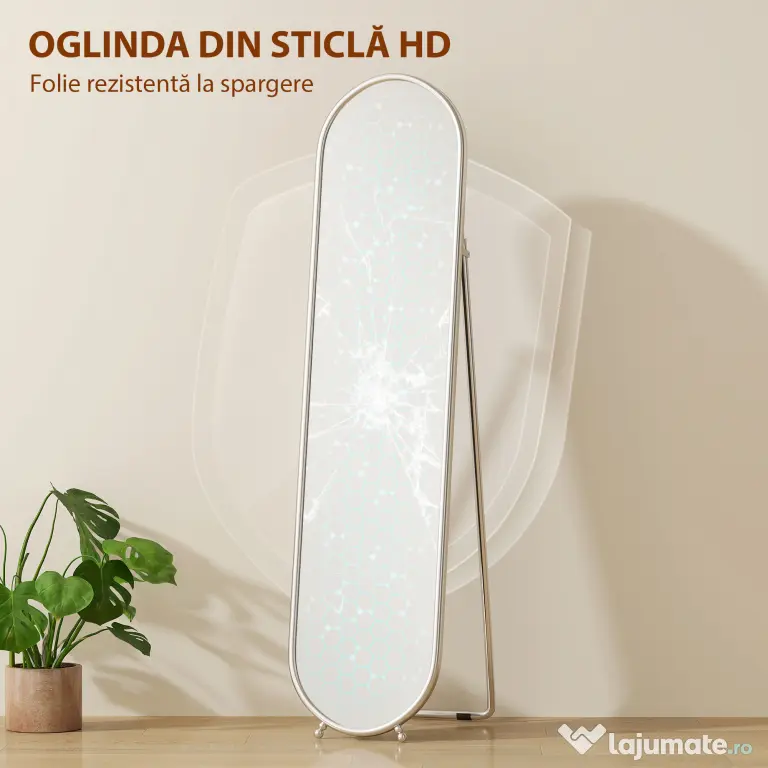 HOMCOM Oglindă Ovală Aurie Înaltă | Aosom Romania